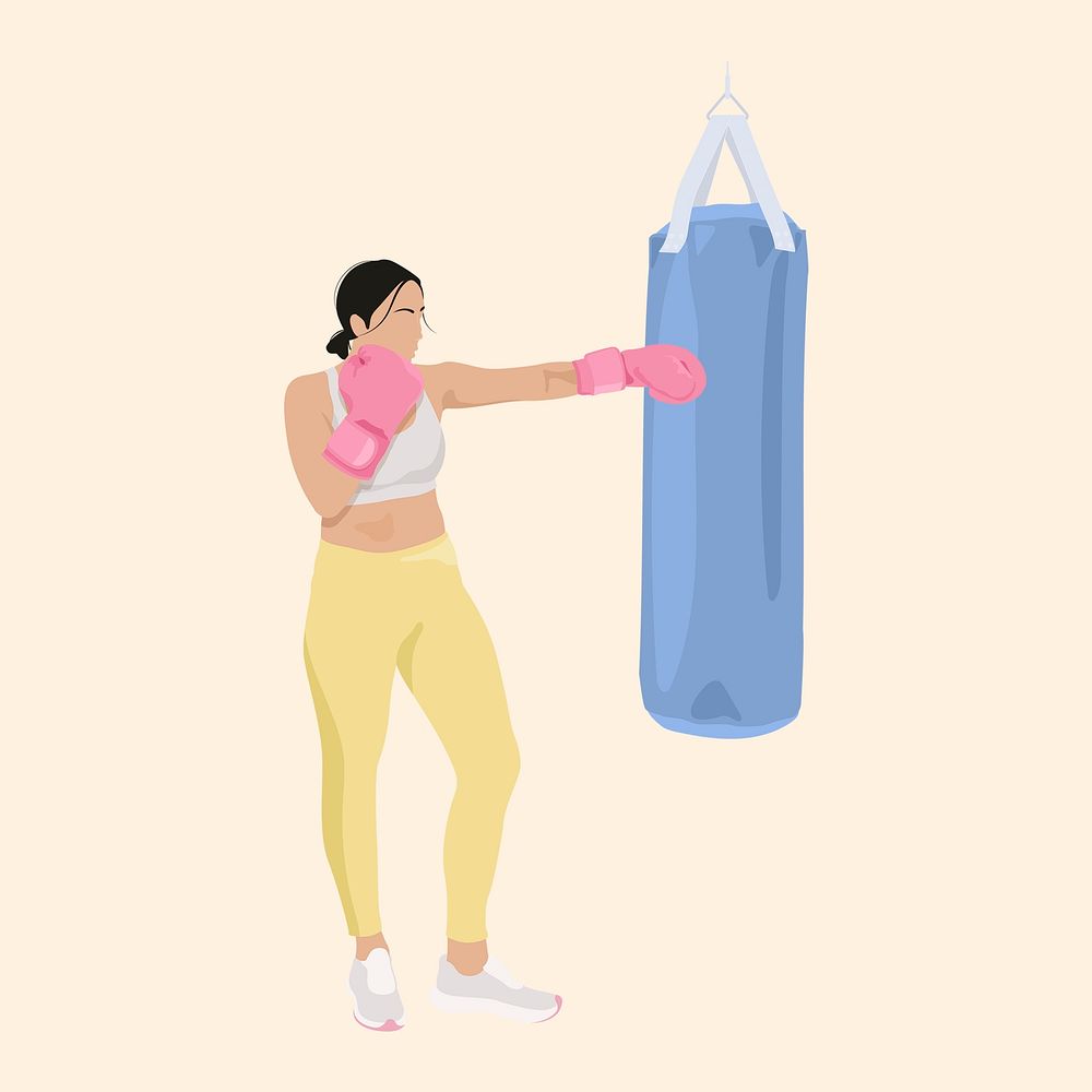 Female boxer, realistic illustration psd
