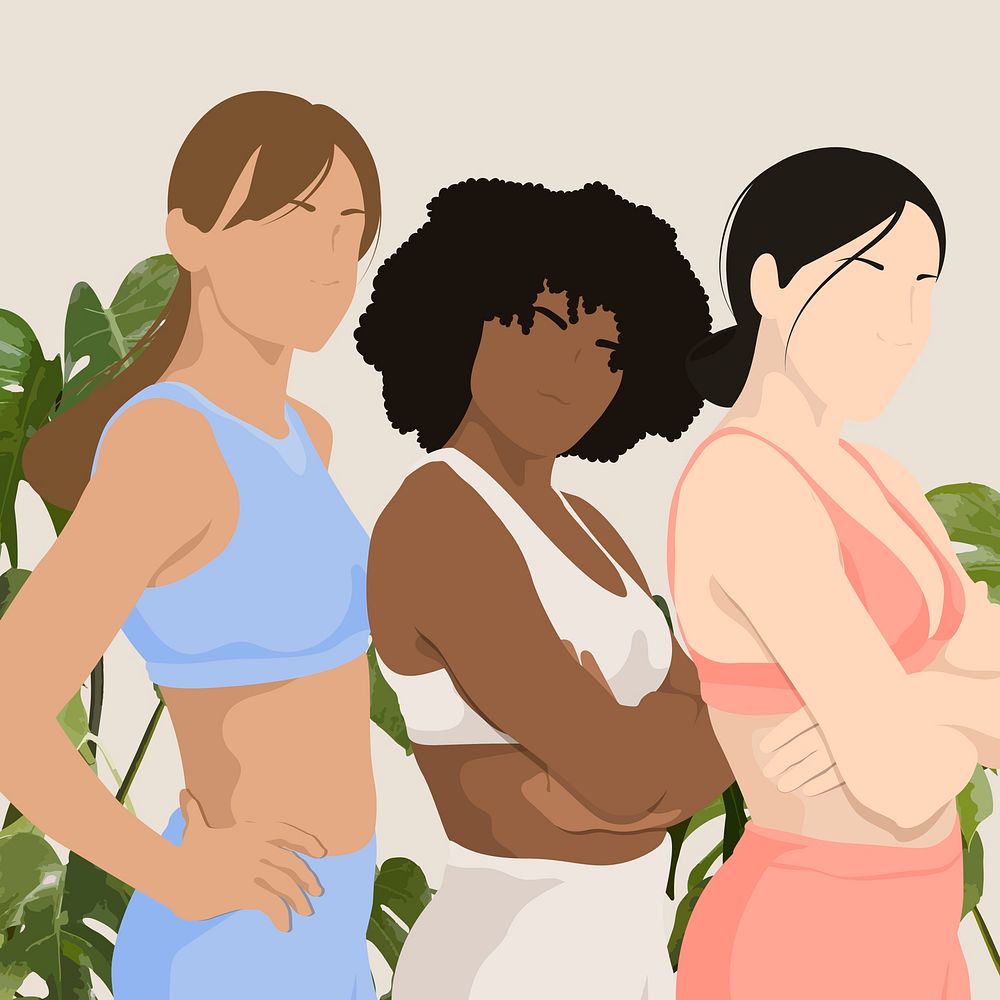 Strong empowered women, aesthetic illustration
