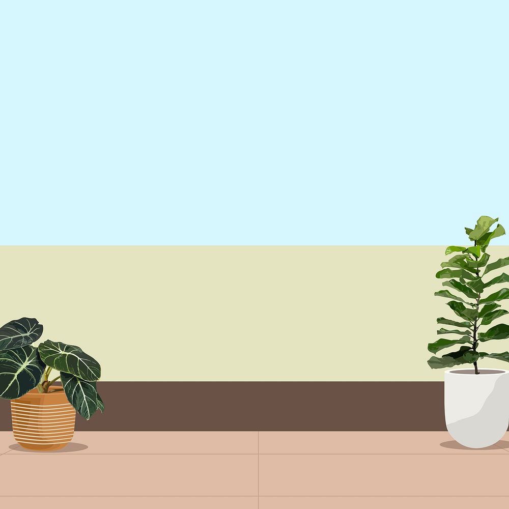Room with plants background, aesthetic illustration 