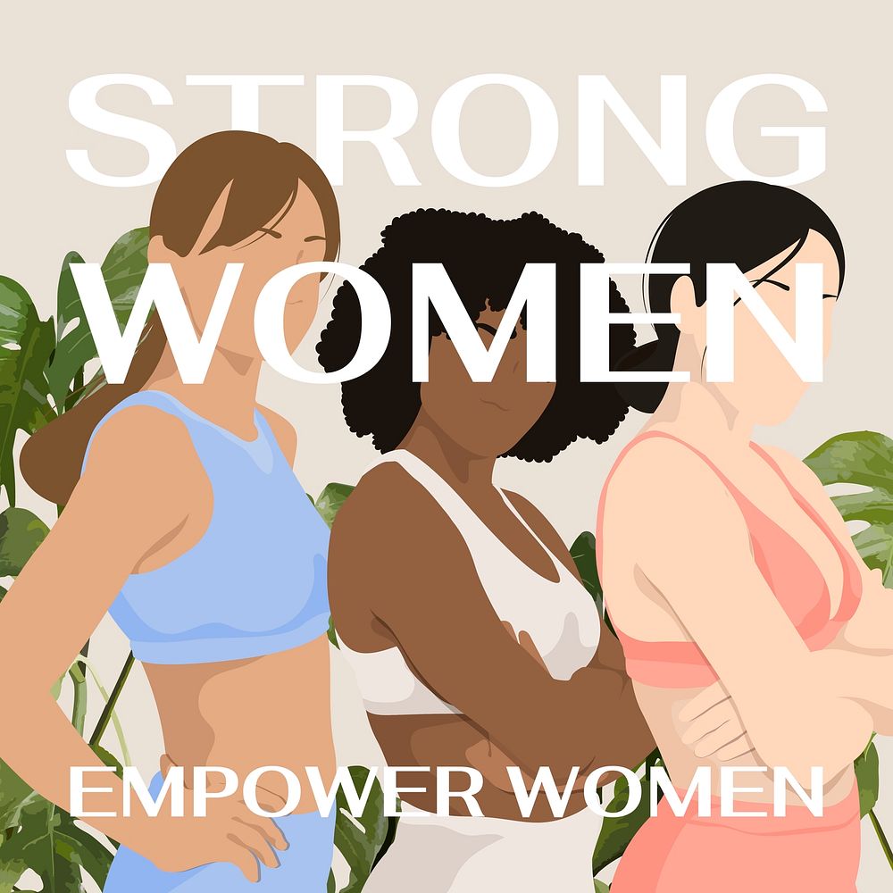 Strong women Instagram post template, aesthetic vector illustration