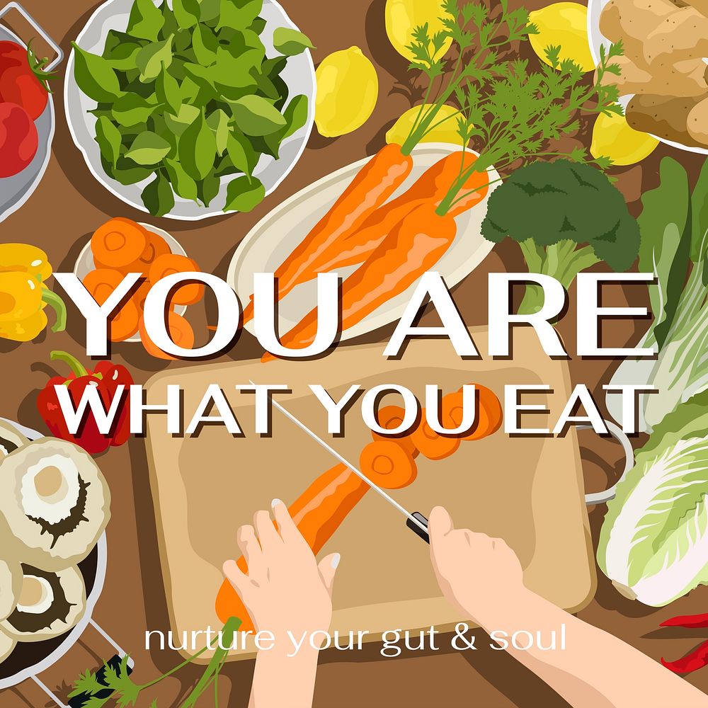 Vegetarian food Instagram post template, aesthetic vector illustration