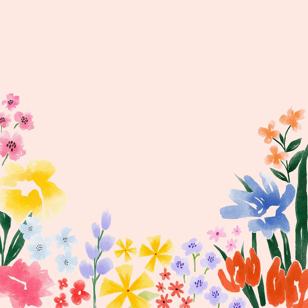 Summer flower border, pink background psd