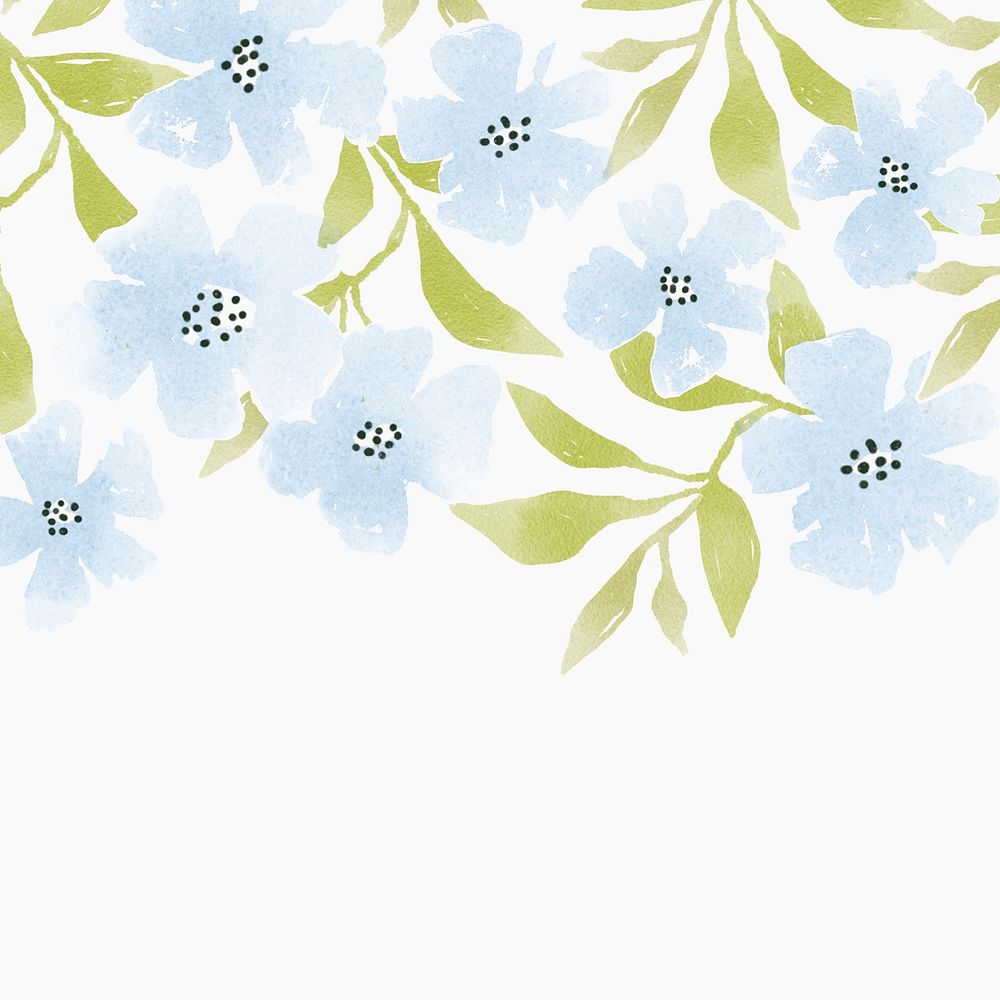 Blue flower border, white background