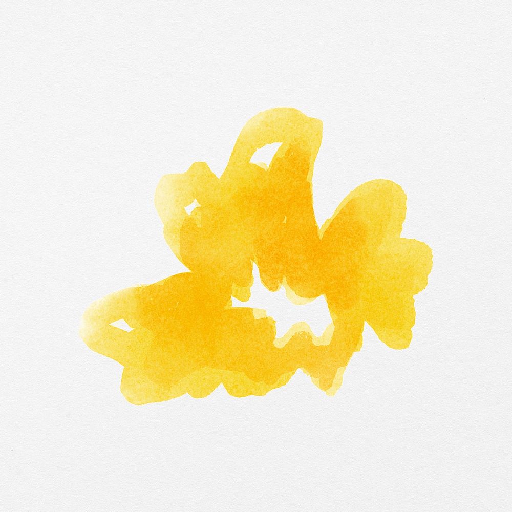 Yellow abstract flower, watercolor hand painted design