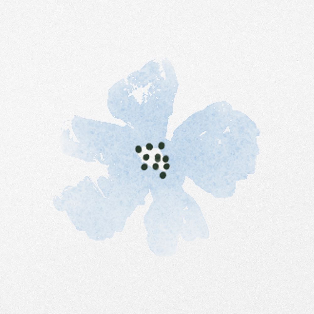 Blue flower clipart, watercolor hand painted design