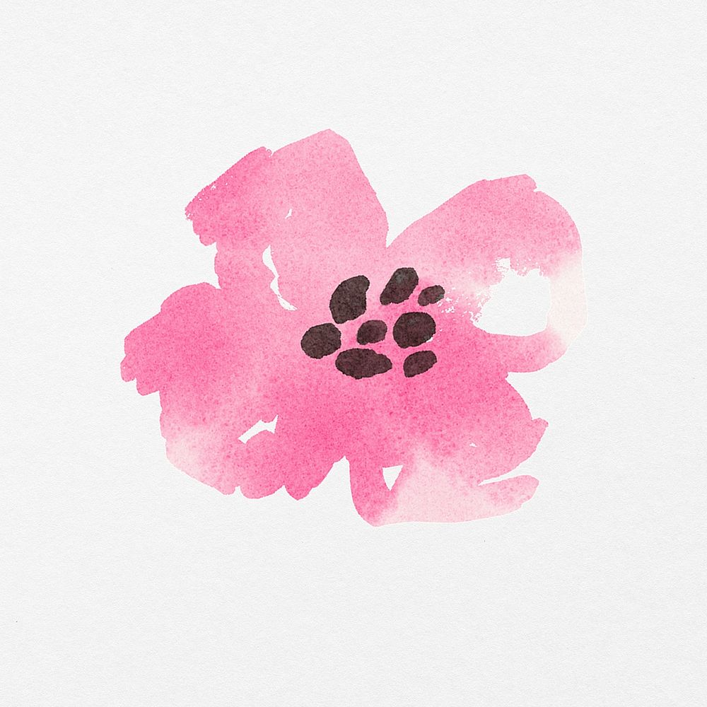Pink flower collage element, watercolor illustration psd