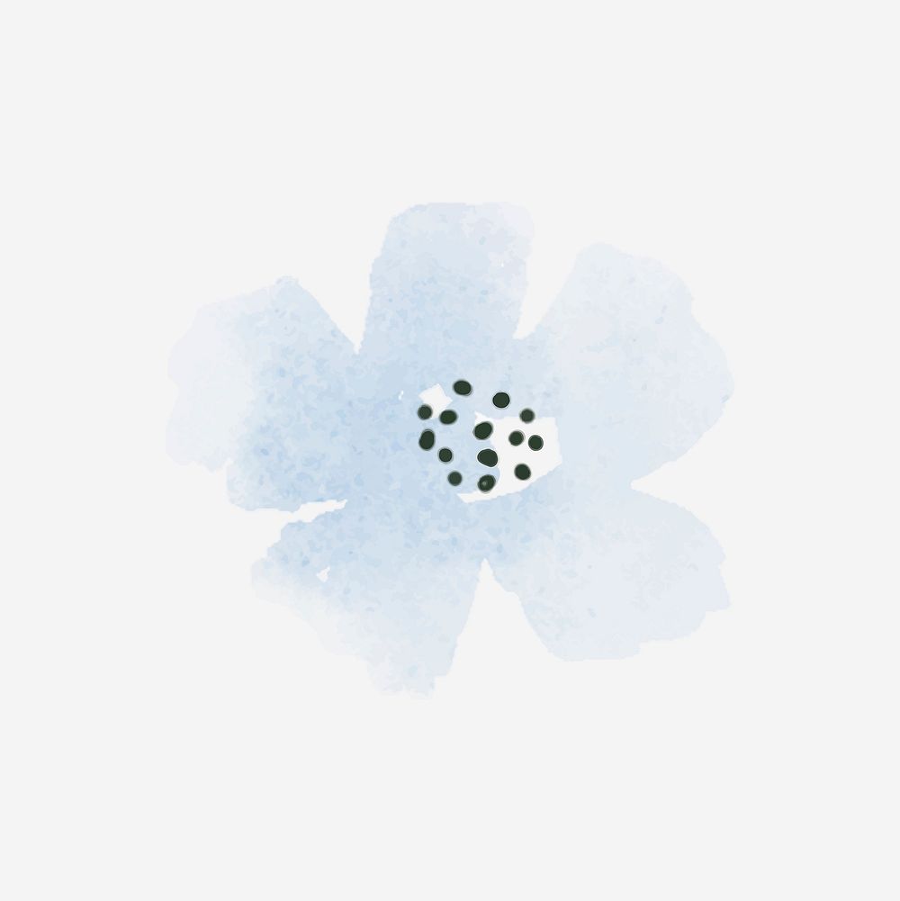Cute blue flower collage element, watercolor illustration vector
