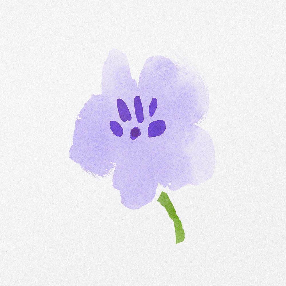 Purple flower, watercolor hand painted design