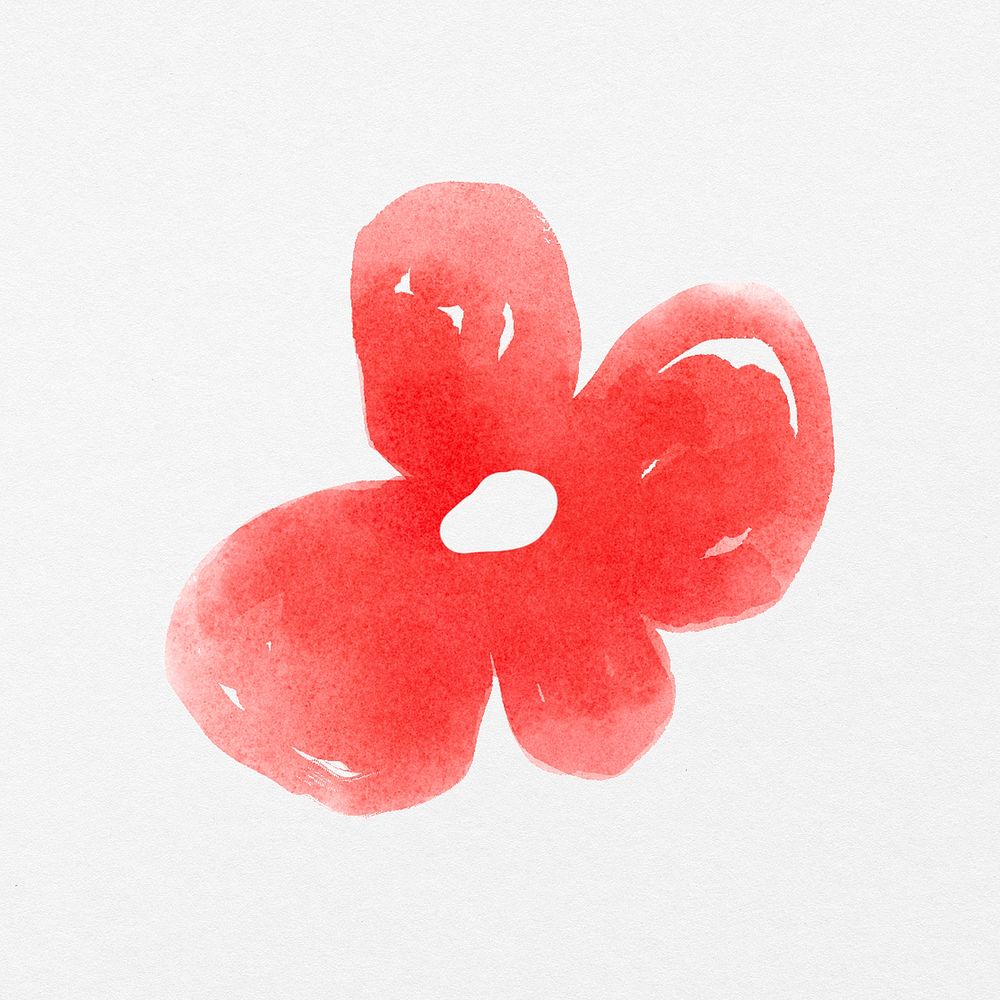 Red flower clipart, watercolor hand painted design