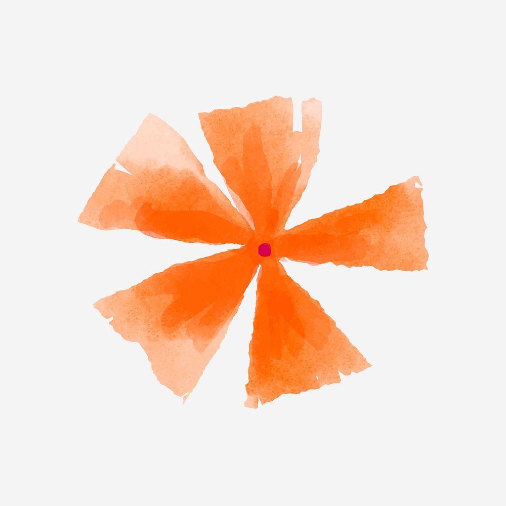Orange flower collage element, watercolor illustration vector