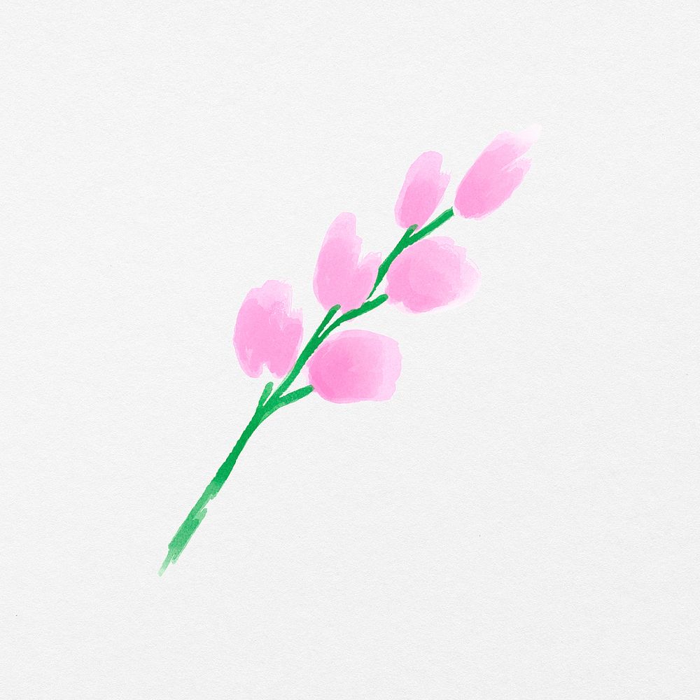 Cute pink flower, watercolor hand painted design