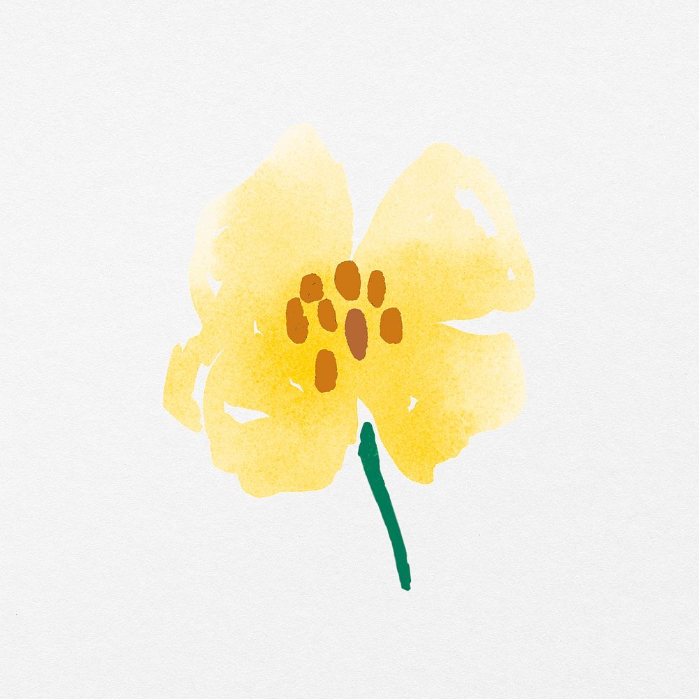 Yellow flower, watercolor hand painted design