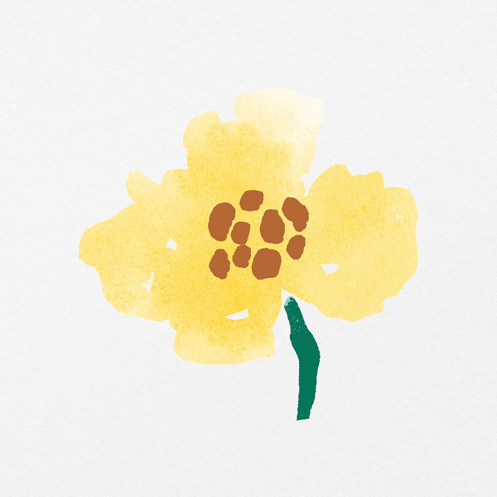 Yellow flower, watercolor hand painted design