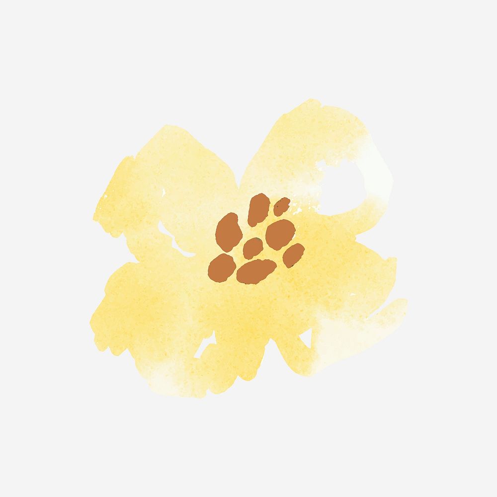 Yellow flower collage element, watercolor illustration vector