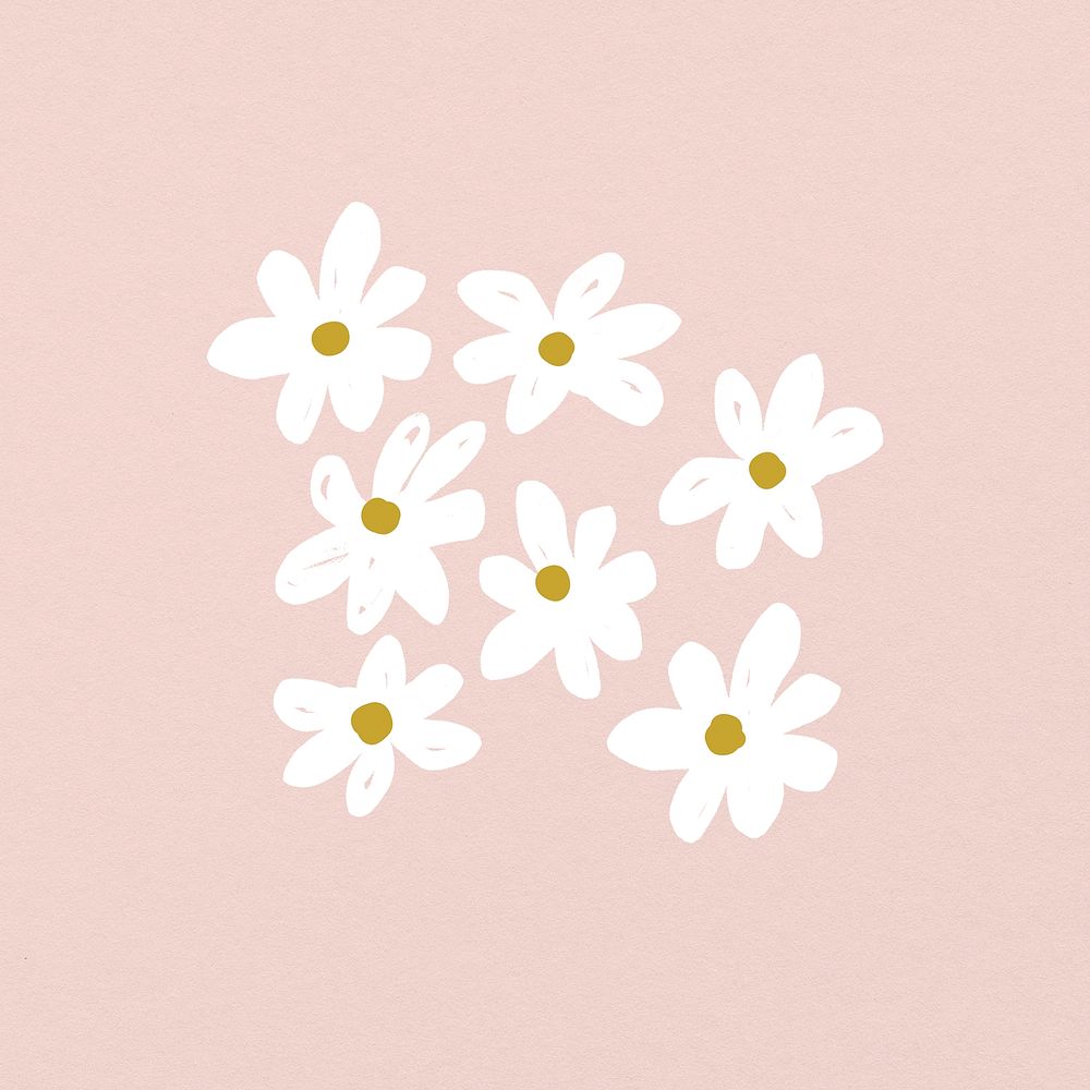 Cute Daisy flowers collage element, watercolor illustration psd