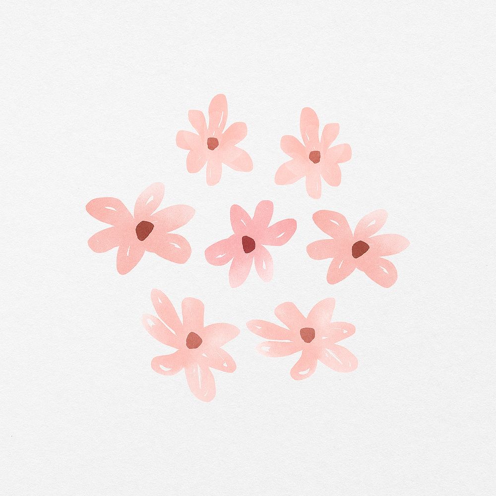 Cute pink flowers, watercolor hand painted design