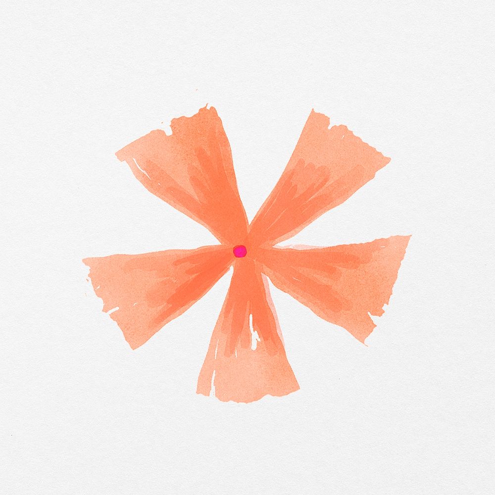 Orange watercolor flower collage element, illustration psd