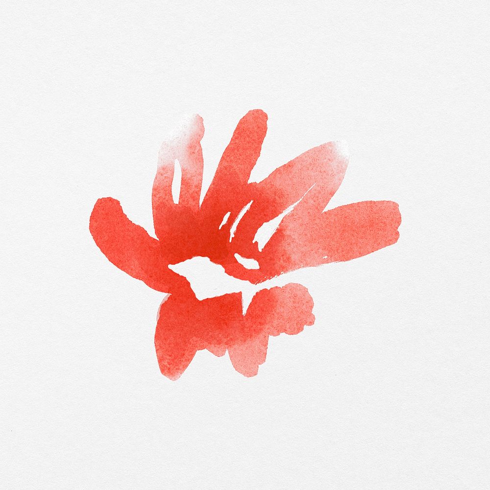 Abstract red flower clipart, watercolor design psd