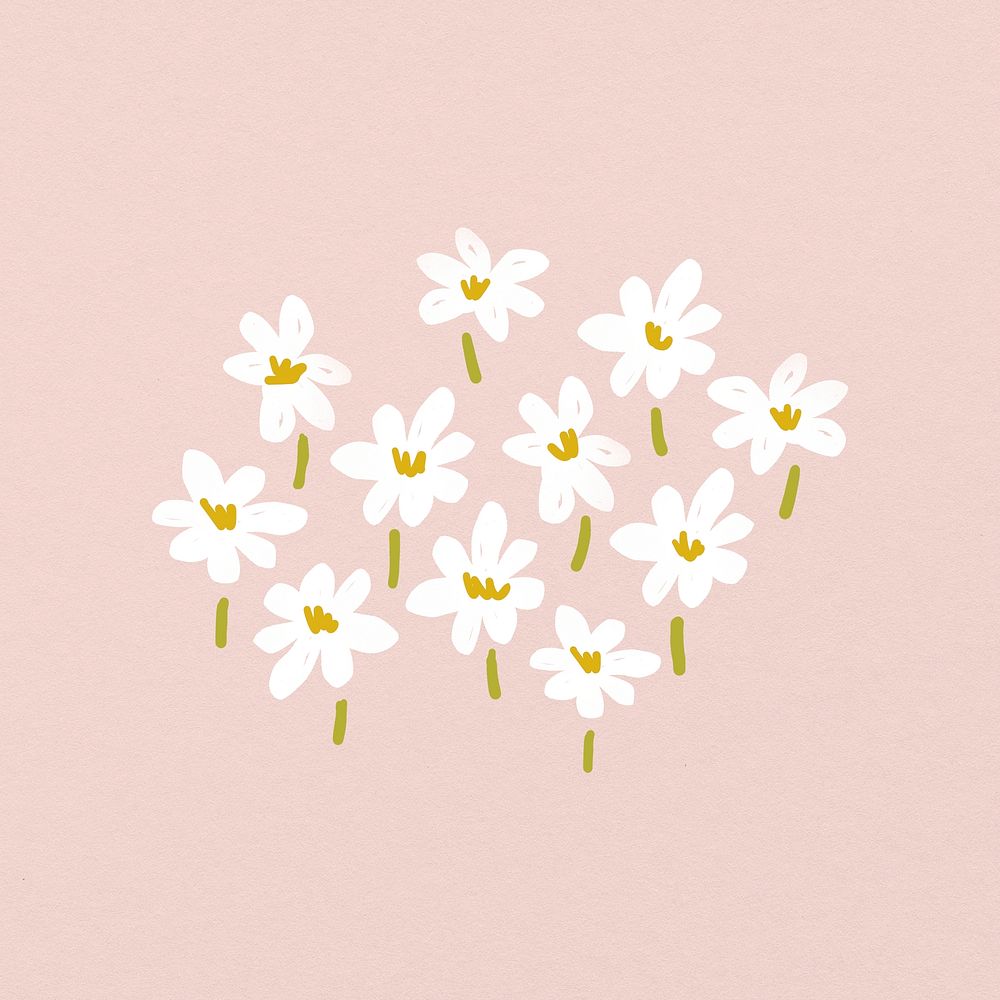 Cute Daisy flowers collage element, watercolor illustration psd