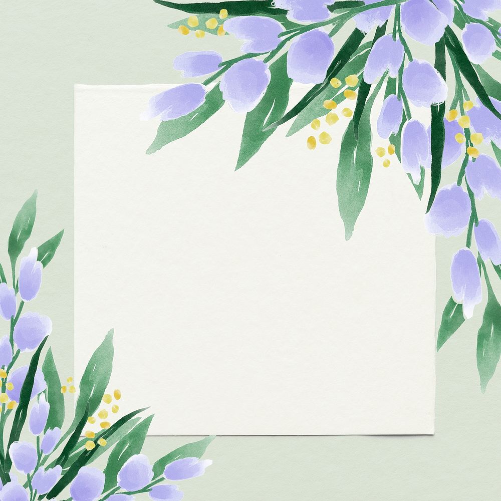 Green flower frame, cute copy space watercolor design psd