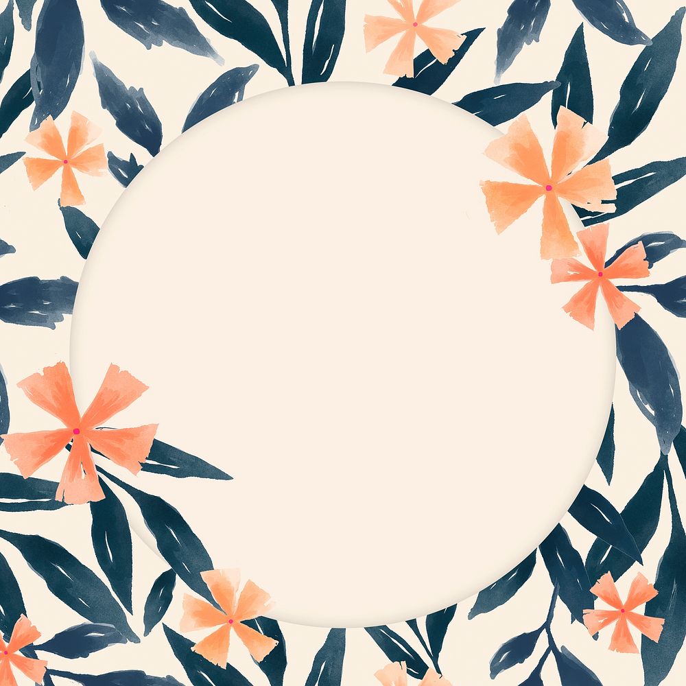 Tropical flower frame, watercolor design psd