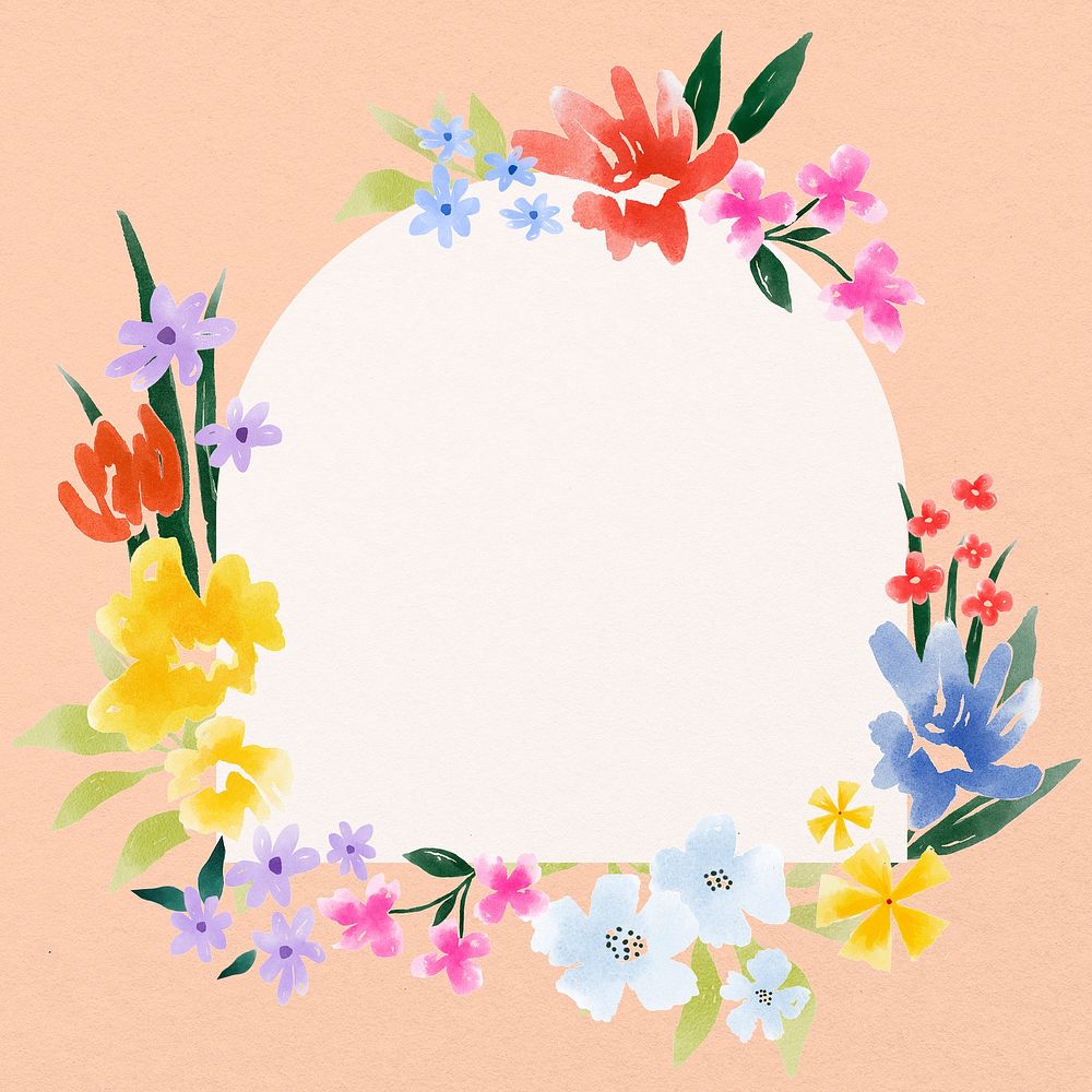 Spring flower frame, cute copy space watercolor design psd