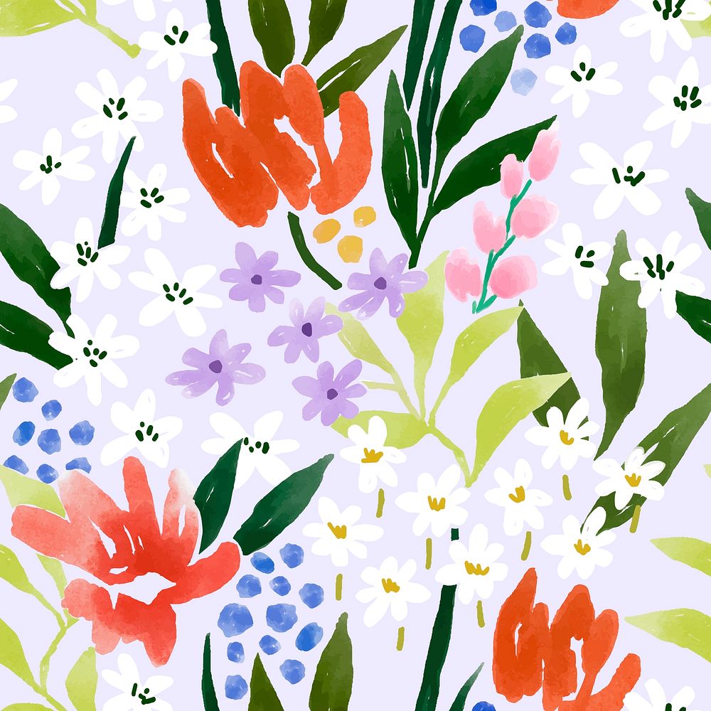 Blooming flowers seamless pattern vector