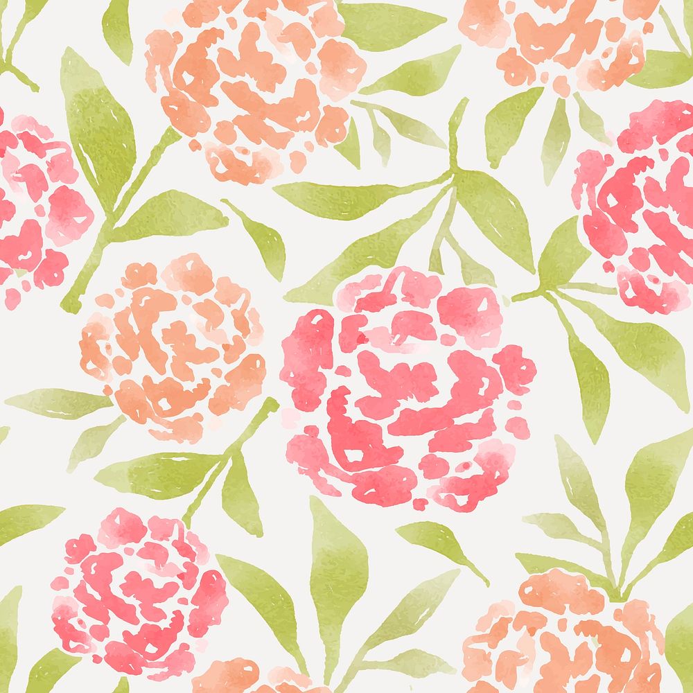 Rose bush seamless pattern, watercolor vector