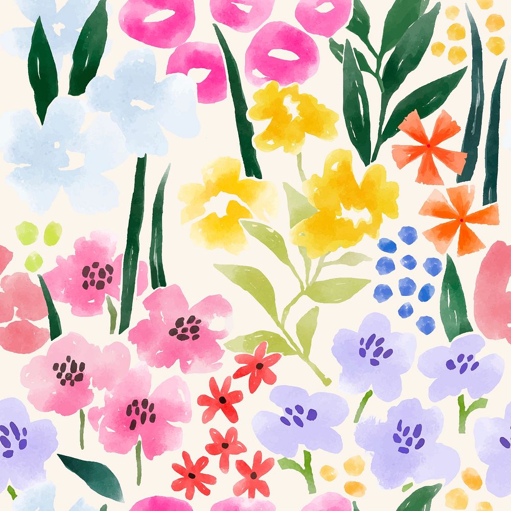 Blooming flowers seamless pattern vector