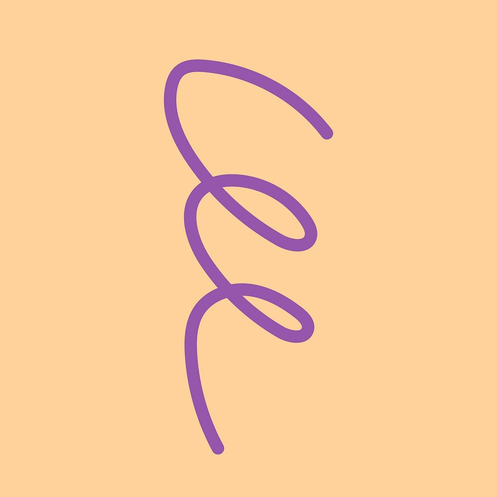 Purple scribble line clipart, doodle art element psd