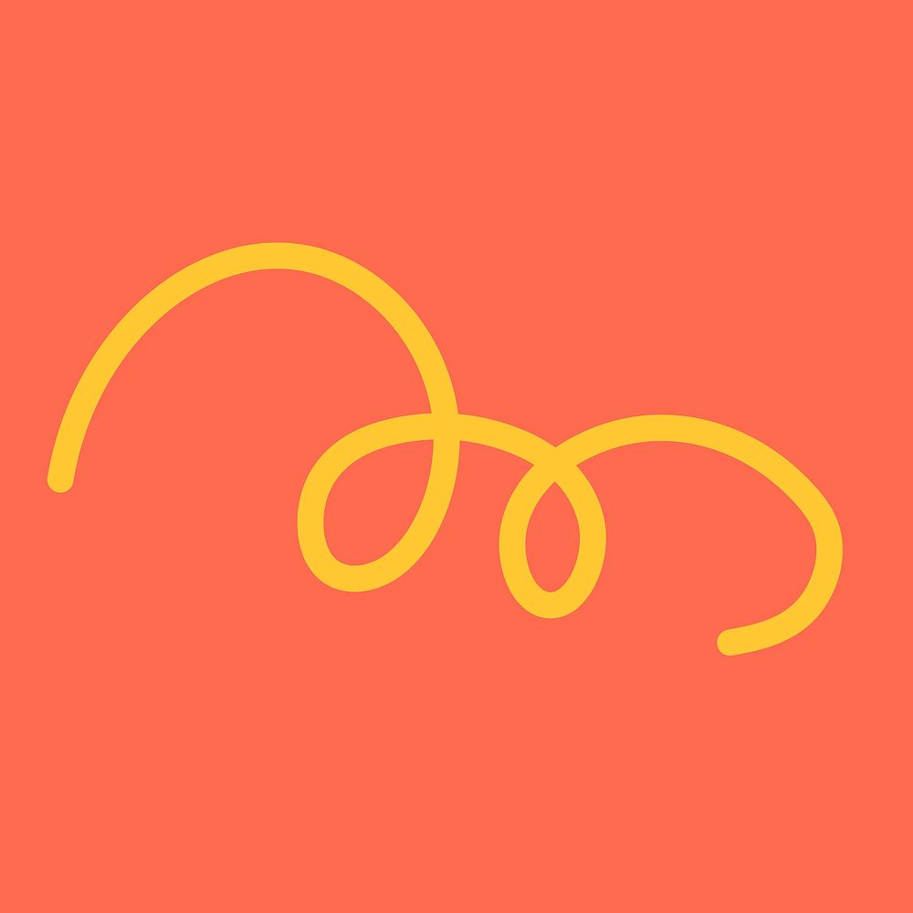 Yellow doodle line clipart, cute element vector