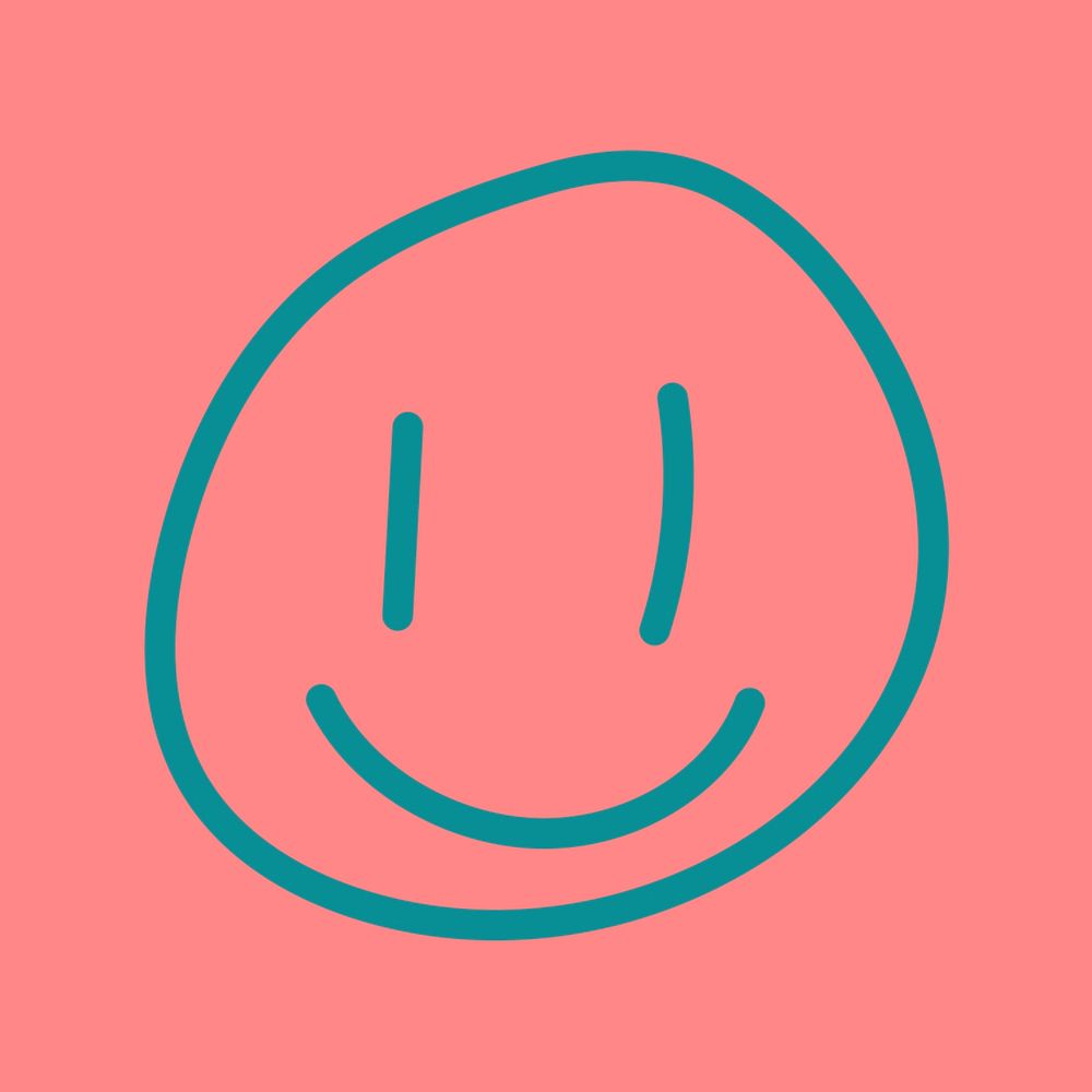 Smiling face sticker, green doodle vector