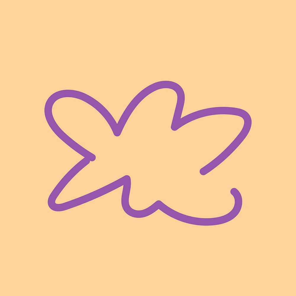 Cute flower sticker, purple doodle collage element vector