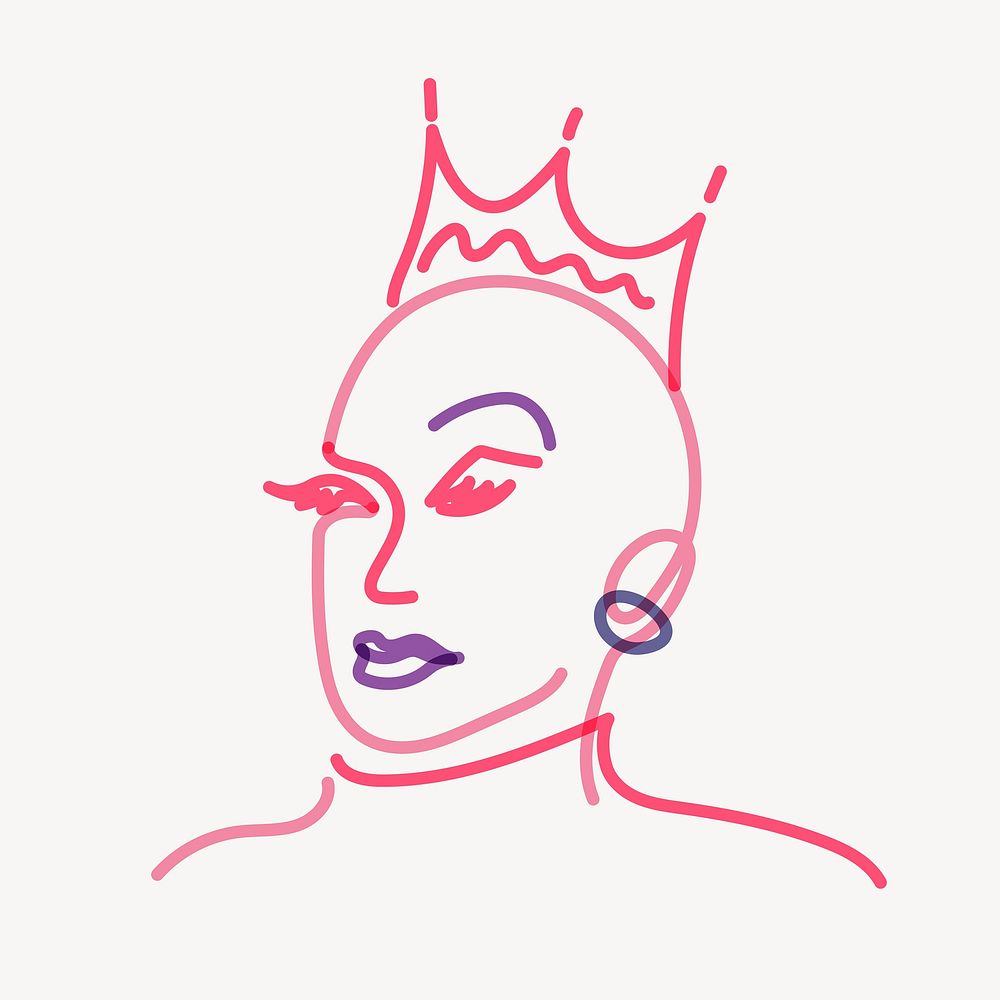 Drag queen portrait clipart, gay pride illustration