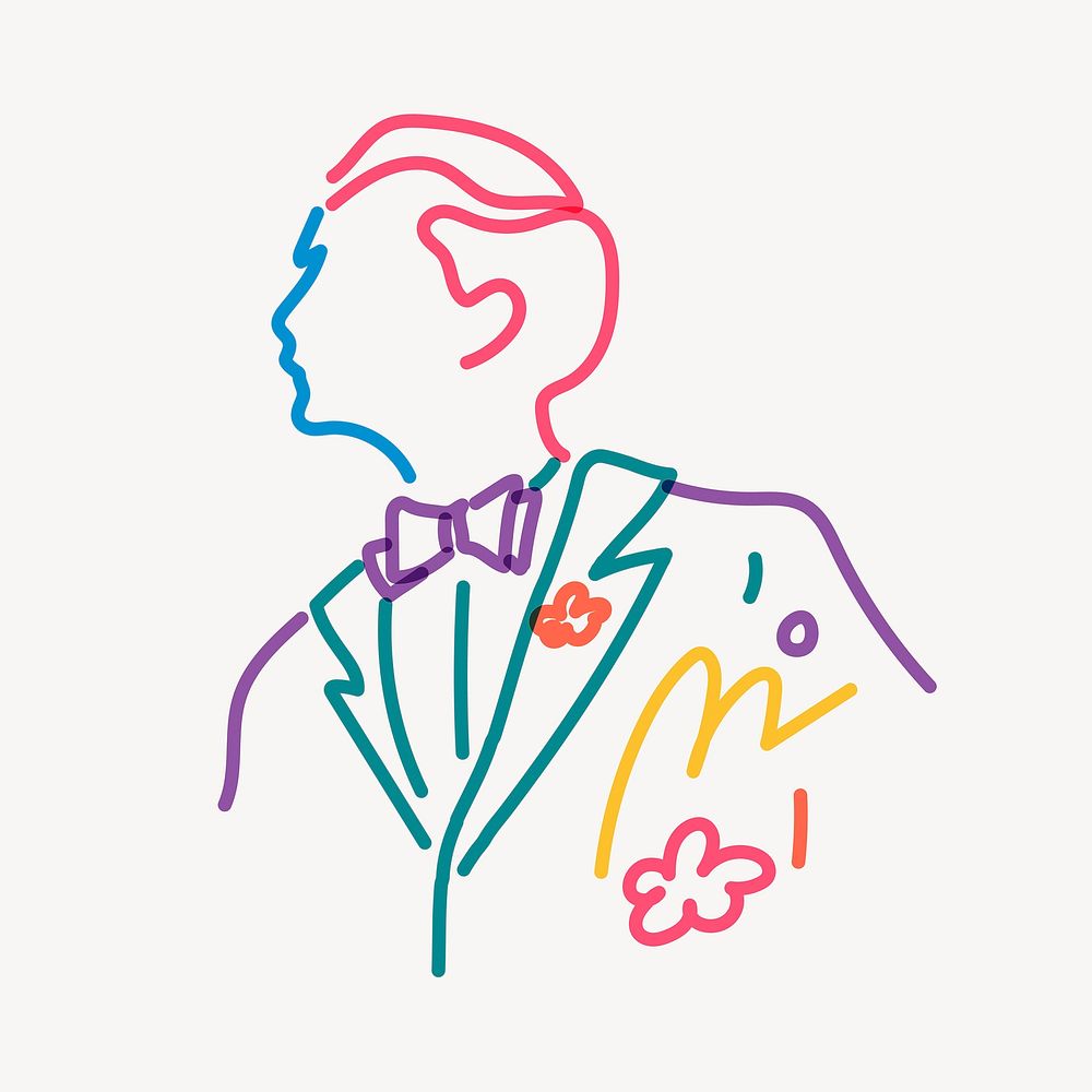 Man wearing suit line portrait, gay marriage campaign vector