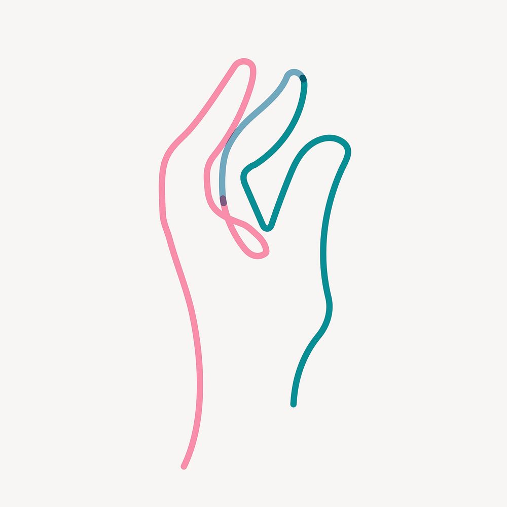Aesthetic hand gesture clipart, line art illustration psd