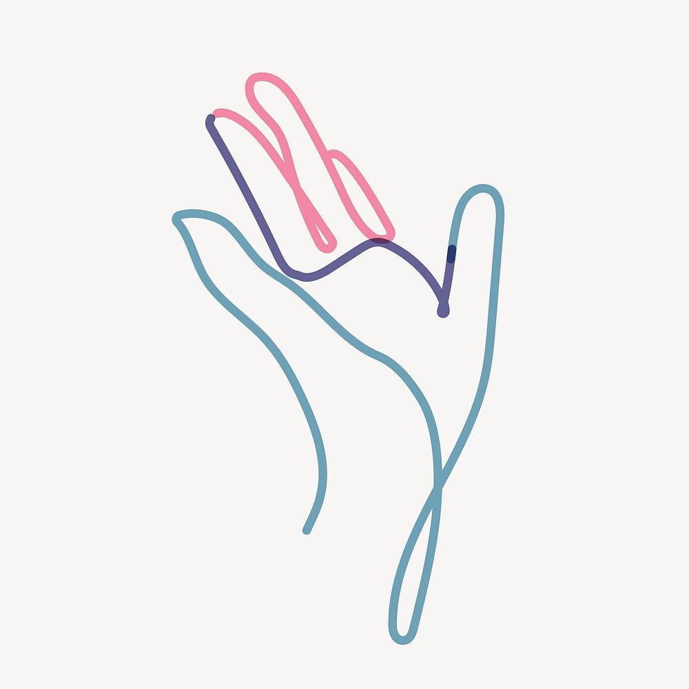 Aesthetic hand gesture clipart, line art illustration vector