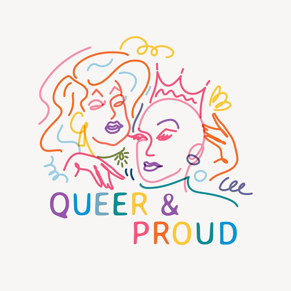 Queer & proud clipart, aesthetic drag queen portrait