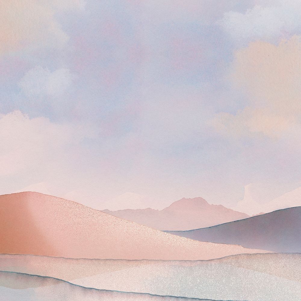 Watercolor desert background, aesthetic beach border design psd