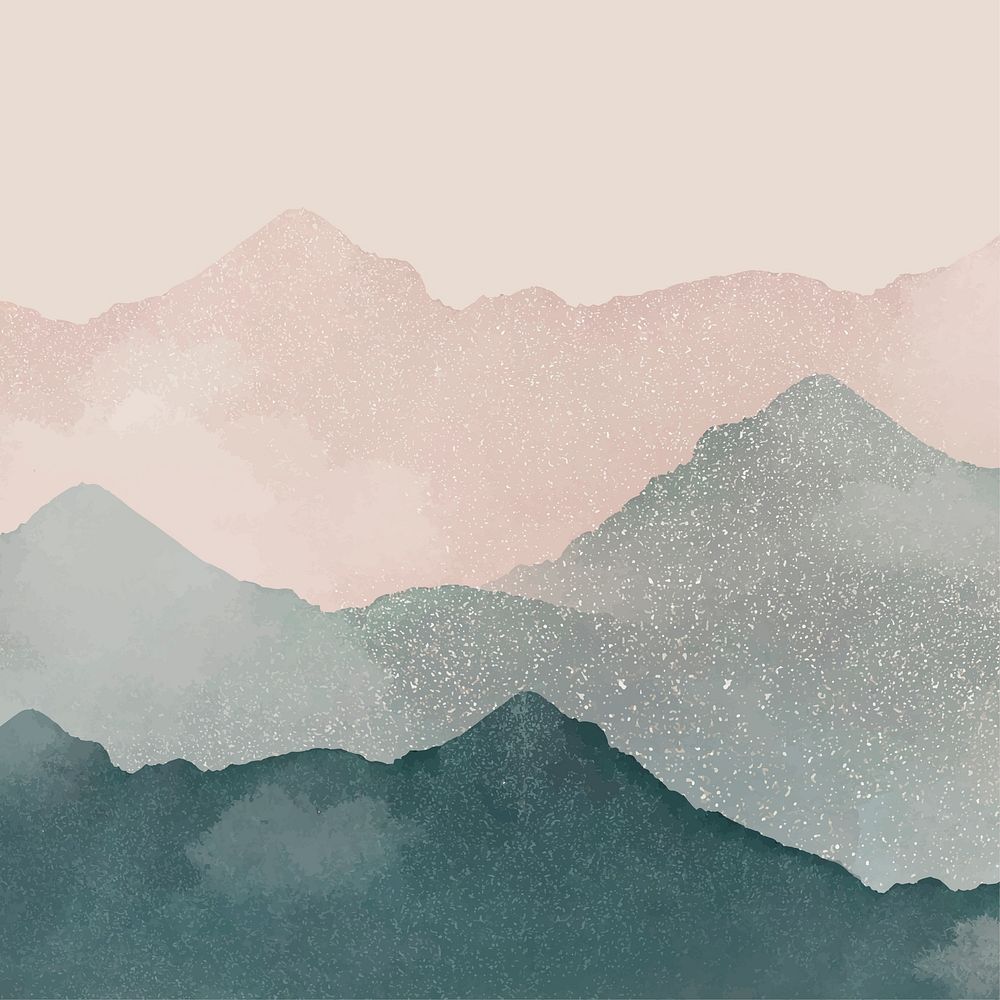 Green mountains background, watercolor nature design vector