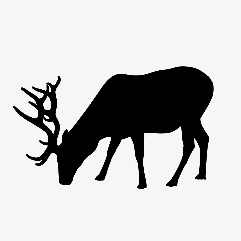 Eating stag silhouette sticker, wildlife illustration psd