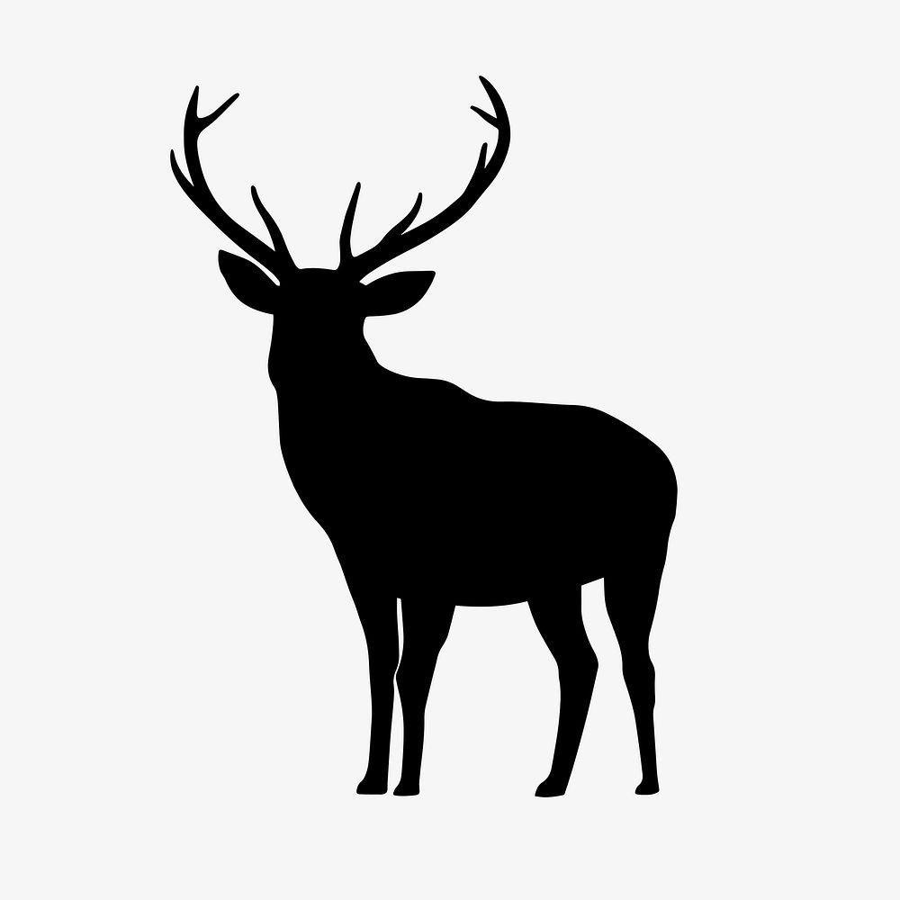 Standing stag silhouette sticker, wildlife illustration vector