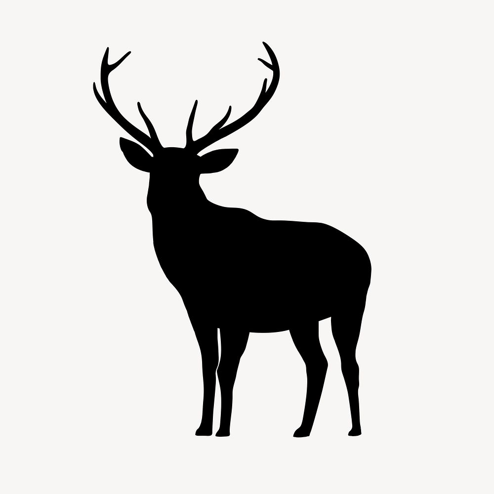 Standing stag silhouette sticker, wildlife illustration psd