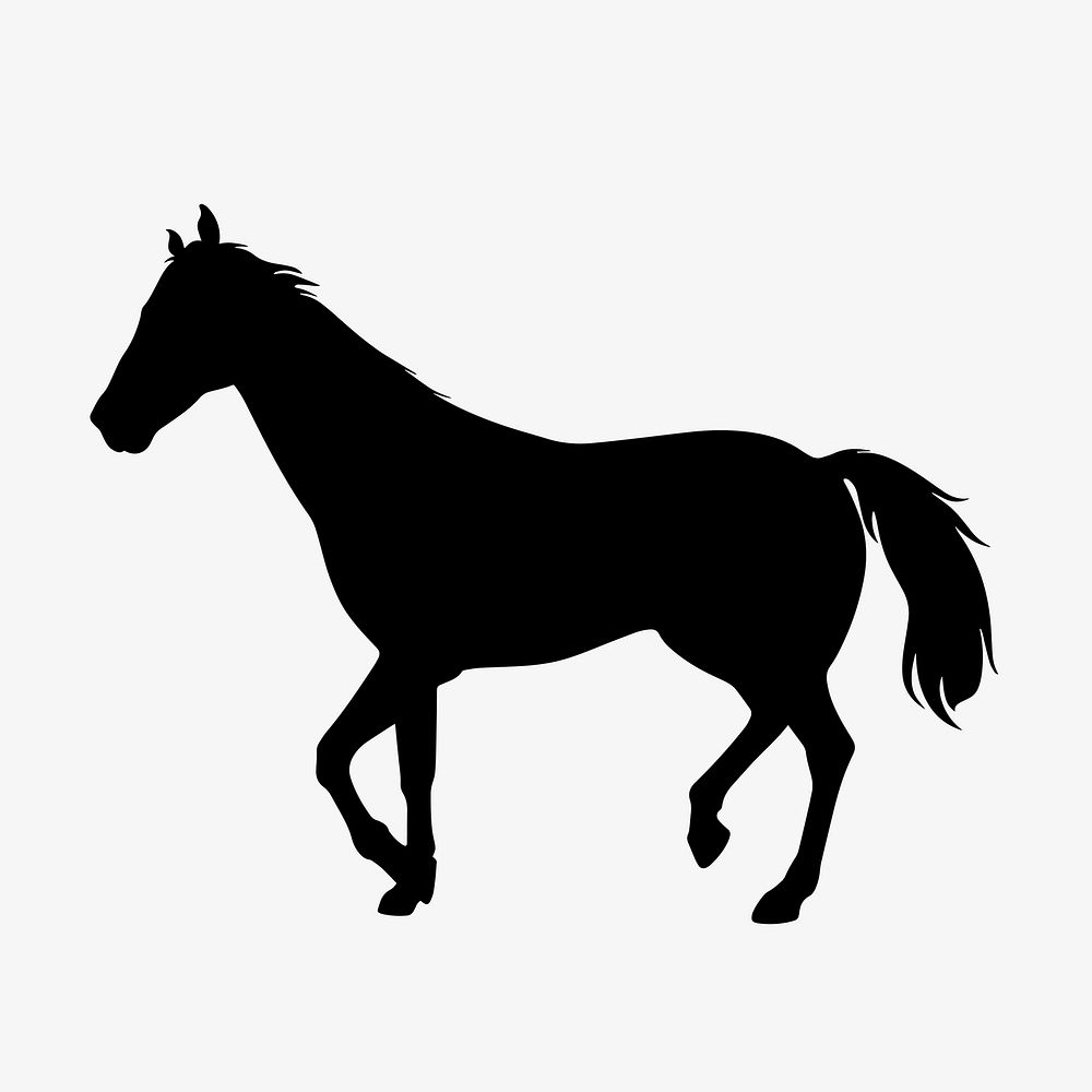 Running horse silhouette clipart, animal illustration vector