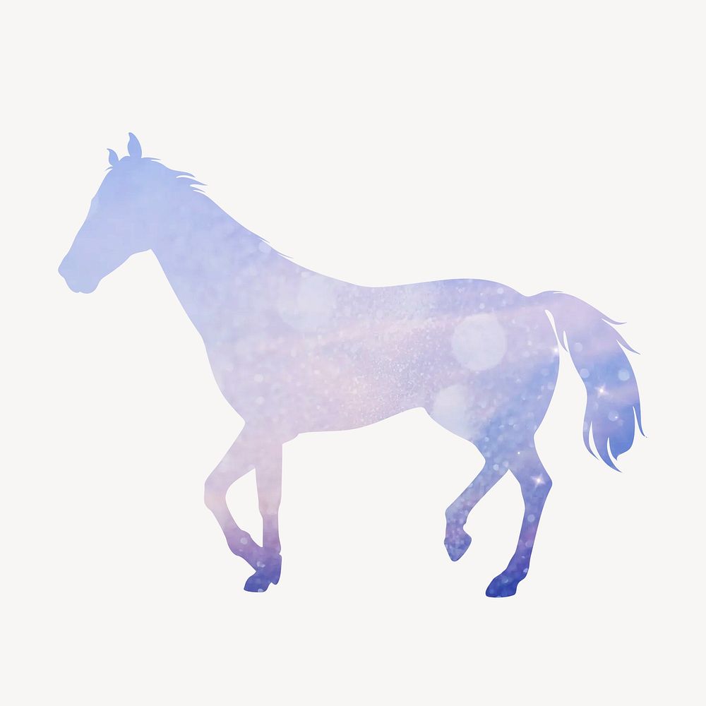 Aesthetic horse silhouette sticker, purple animal graphic