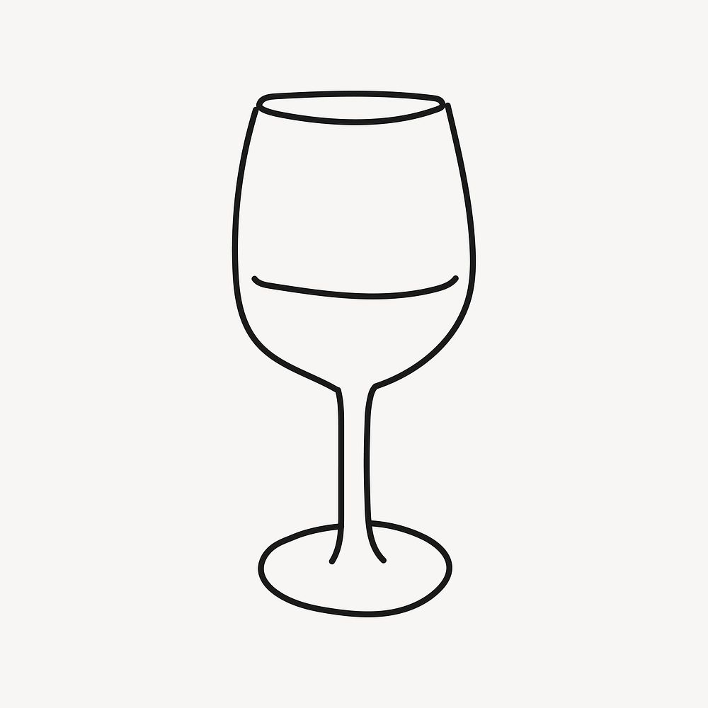 Wine glass drawing, alcoholic beverage line art