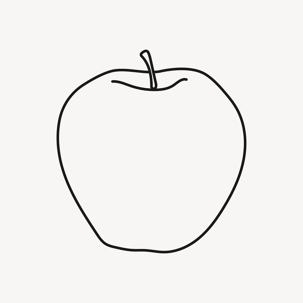 Apple doodle drawing, fruit line art illustration