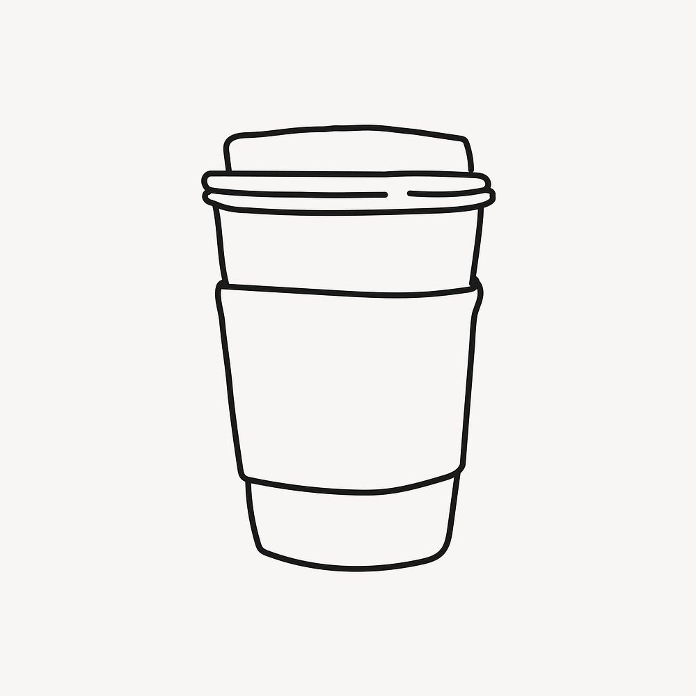Coffee cup drawing, cute beverage line art