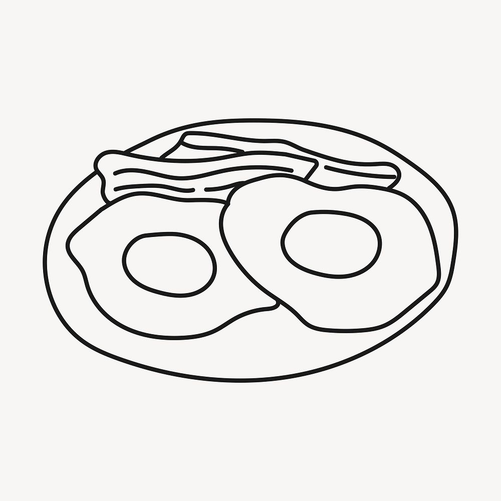 American breakfast clipart, food doodle line art illustration vector
