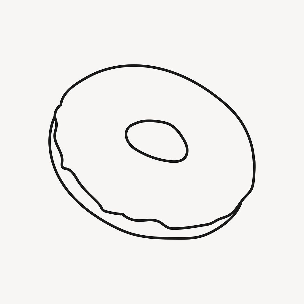 Donut clipart, dessert doodle line art illustration vector